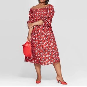 Who What Wear | Women’s Red Floral Shirred Dress
